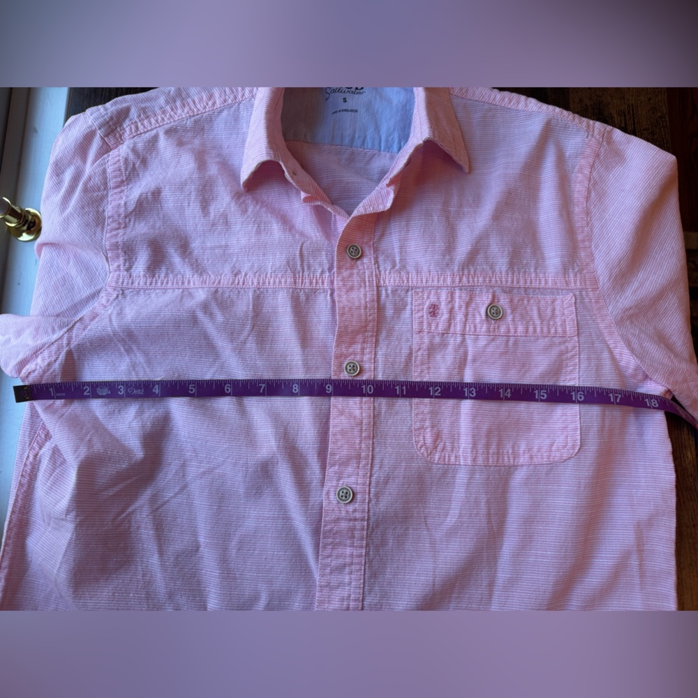 Izod Saltwater Pink Men’s 100% Cotton Button Down Beach Short Sleeve Shirt Small - Picture 8 of 10